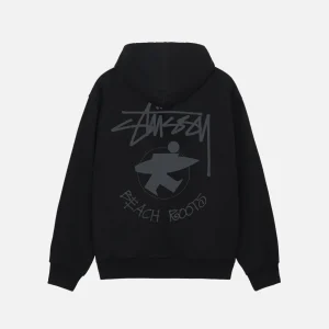 STUSSY BEACH ROOTS ZIP HOODIE – BLACK