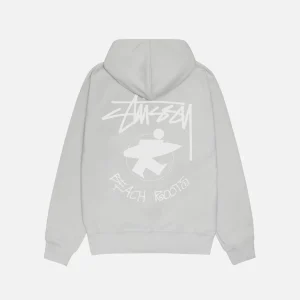 STUSSY BEACH ROOTS ZIP HOODIE GREY