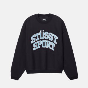 STÜSSY SPORT RELAXED OVERSIZED CREW – Black