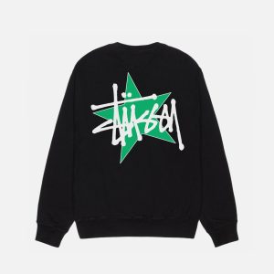 STÜSSY STAR CREW PIGMENT DYED- Black