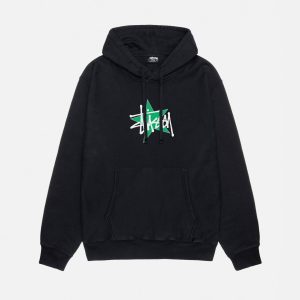 STÜSSY STAR HOODIE PIGMENT DYED BLACK