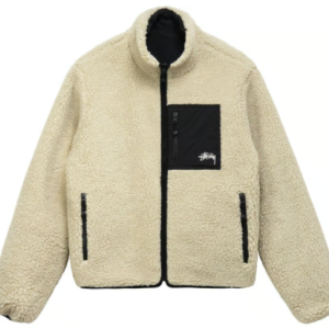 Stussy 8 Ball Sherpa Reversible Jacket – Cream