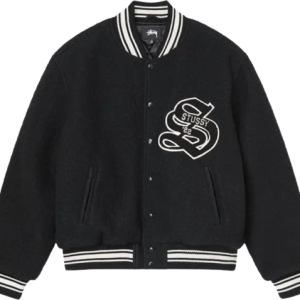 Stussy Black Aesthetic Varsity Jacket