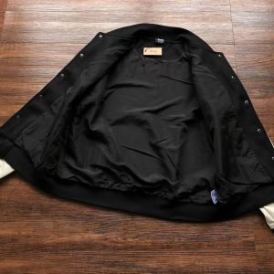 Vintage Stussy Big 4 Leather Wool Black Jacket